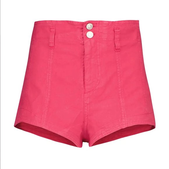 ISABEL MARANT Deverson High Waist Linen Blend Shorts – Bright Pink | Siz… - Picture 2 of 7